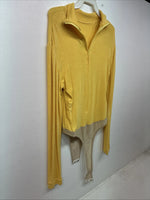 New Dressed To Win Yellow Half Zip Long Sleeve Showing Bodysuit Medium TT-43