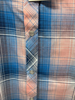 New Women’s Cumberland Pink Blue Plaid Long Sleeve Pearl Snap 2XL GG-80
