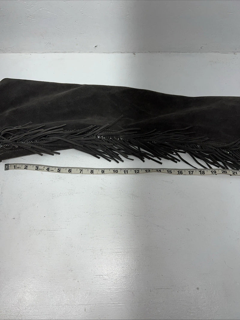 NOS Gray Show Chaps With Fringe Adjustable Waist 38” L-31