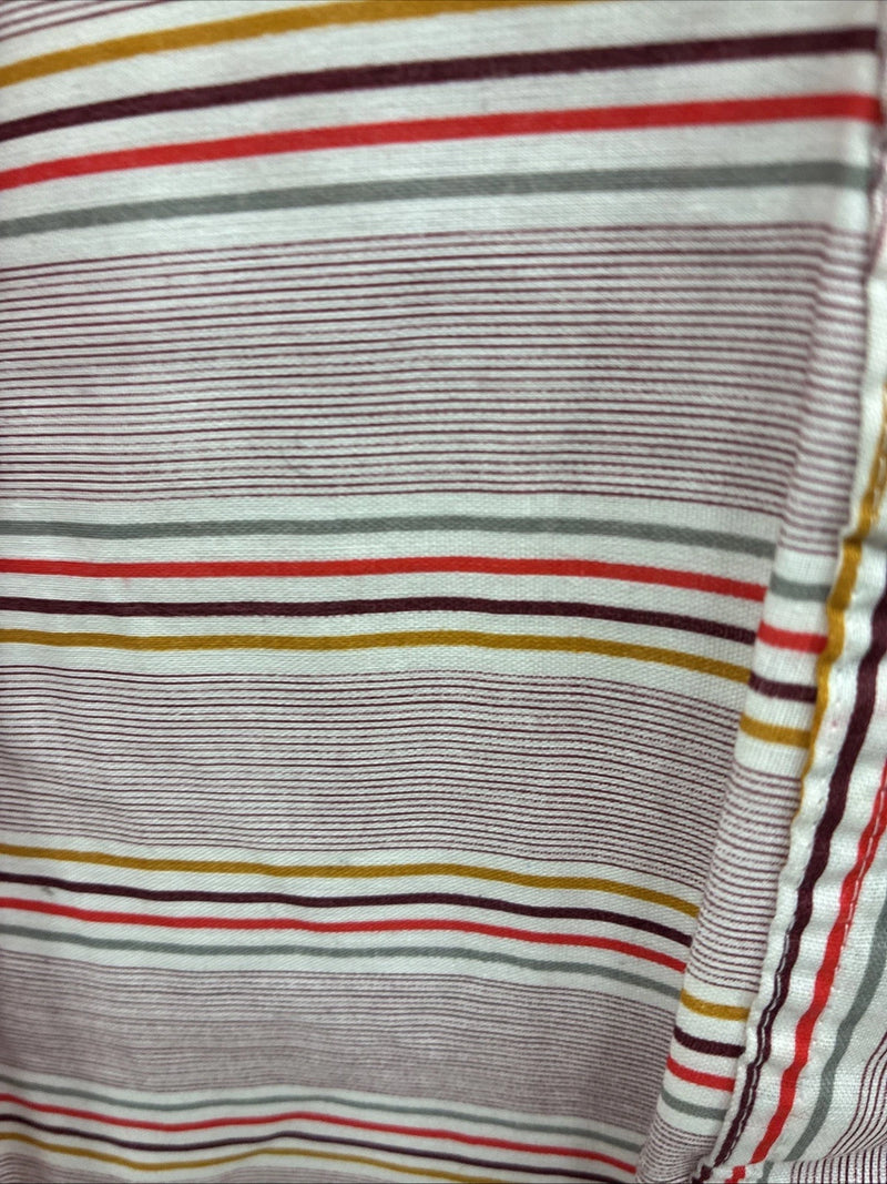 New Men’s Tem Tex Pink Multicolor Stripe Long Sleeve Pearl Snap 15.5 Medium M-98