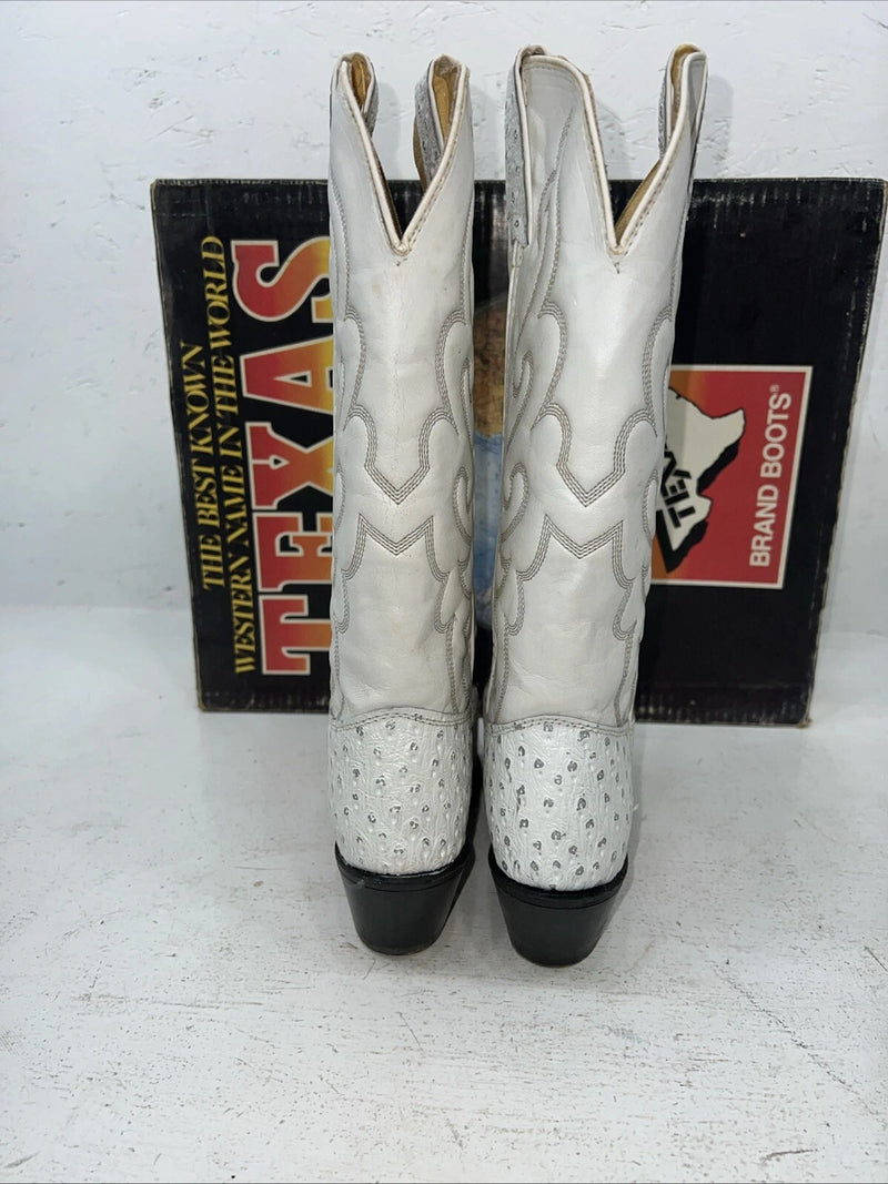 New Women’s White Texas Brand Cowboy Boots. 4207 7.5 7 1/2 M. 17-28