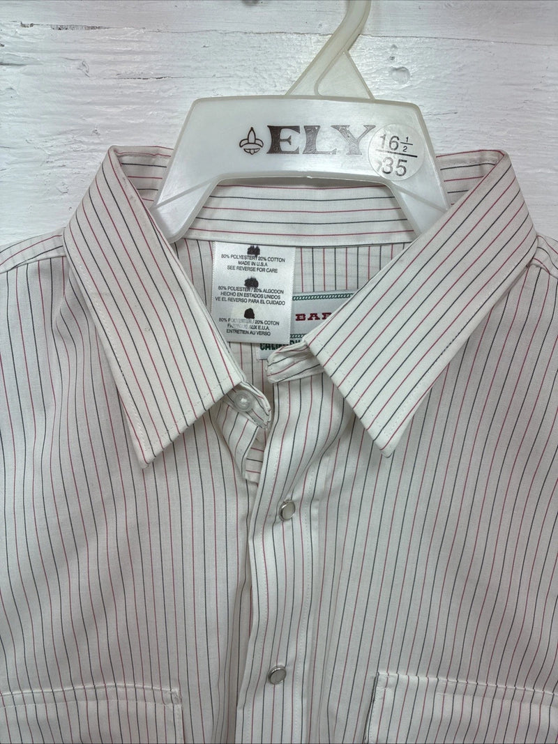 New Men’s H Bar C White Stripe Long Sleeve Pearl Snap 16.5 Large AA-38