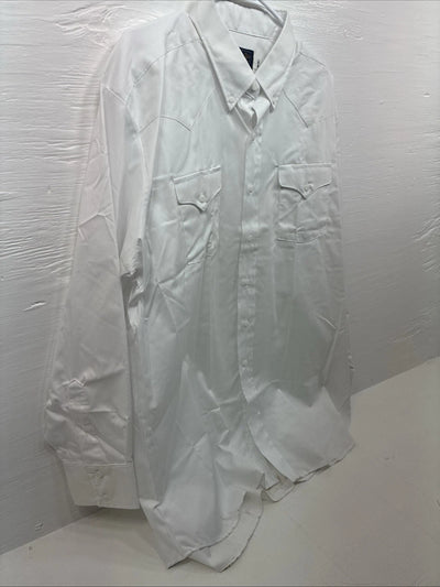 New Men’s Panhandle Slim White Long Sleeve Button Up 18 2XL F-59