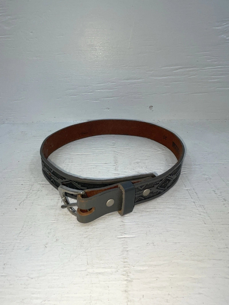 New Gray Genuine Leather Comanche Tooled 20” Belt #10357 NN-65