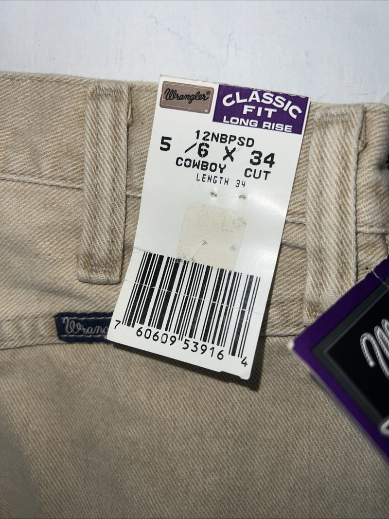 New Women’s Wrangler Tan Cowboy Cut Classic Fit Denim Jeans. 5/6x34 N-15