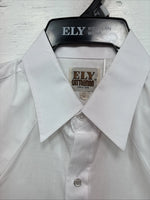 New Men’s ELY Cattleman Simple White Long Sleeve Pearl Snap 15.5 Medium K-56