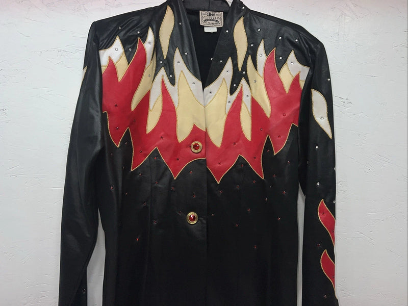 New Women’s 1849 Authentic Ranchwear Black Red Long Sleeve Show Jacket L UU-63