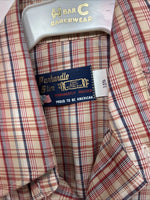 New Women’s Pandhanel Slim Red Plaid Short Sleeve Pearl Snap 15.5 Large MM-20