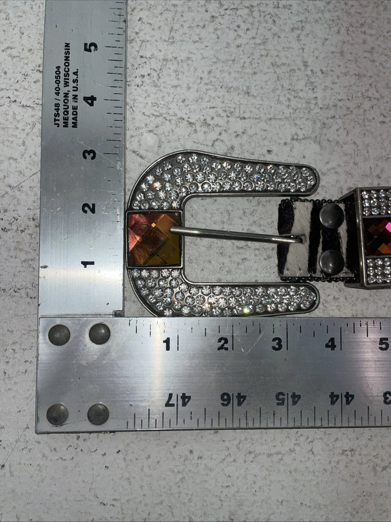 New Black And White Genuine Leather Nocona Rainbow Bling M Belt #N1330999 Z-27