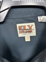 New Men’s ELY Cattleman Black Stripe Design Long Sleeve Pearl Snap 17.5 XL O-50