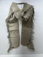 New Tan Equi-Grip Show Chaps With Fringe Adjustable Waist 42” L-32