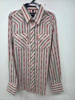 New Kids White Horse red Stripe Long Sleeve Pearl Snap XL DD-58