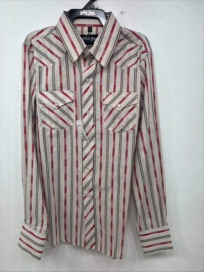 New Kids White Horse red Stripe Long Sleeve Pearl Snap XL DD-58
