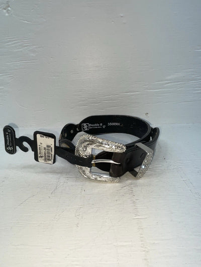 New Black Genuine Leather Double S Pendent 28” Belt #3508501 JJ-118