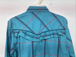 New Women’s Country Charmer Blue Plaid Long Sleeve Pearl Snap Medium KK-40