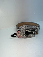 New Cow Print Genuine Leather Blazin Roxx Silver Bling L Belt #N3511662 Z-61