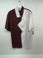 New Women’s Red White Cowboy Threads Short Sleeve Button Up Shirt M #550 3B-46