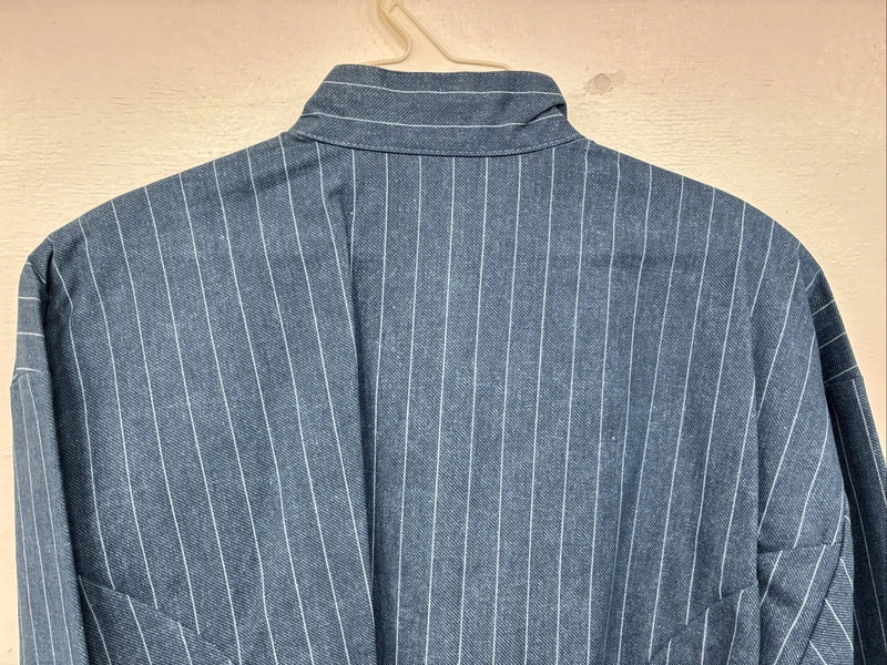 New Women’s Cowboy Threads Blue Stripe Long Sleeve Button Up Large TT-16