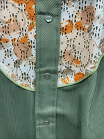 New Women’s Tem Tex Green Floral Long Sleeve Pearl Snap 16 XL CC-95