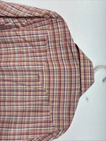 New Women’s Pandhanel Slim Red Plaid Short Sleeve Pearl Snap 15.5 Large MM-20