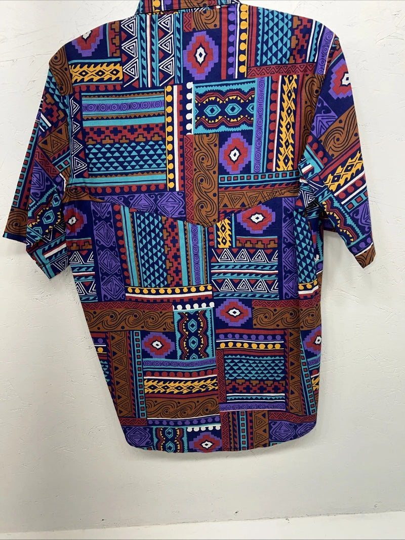 New Men’s Multicolor San Angelo Short Sleeve Button Up Shirt Small I-60
