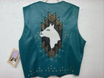 New Women’s 1849 Authentic Ranchwear Blue Horse Western Show Vest Small G-603