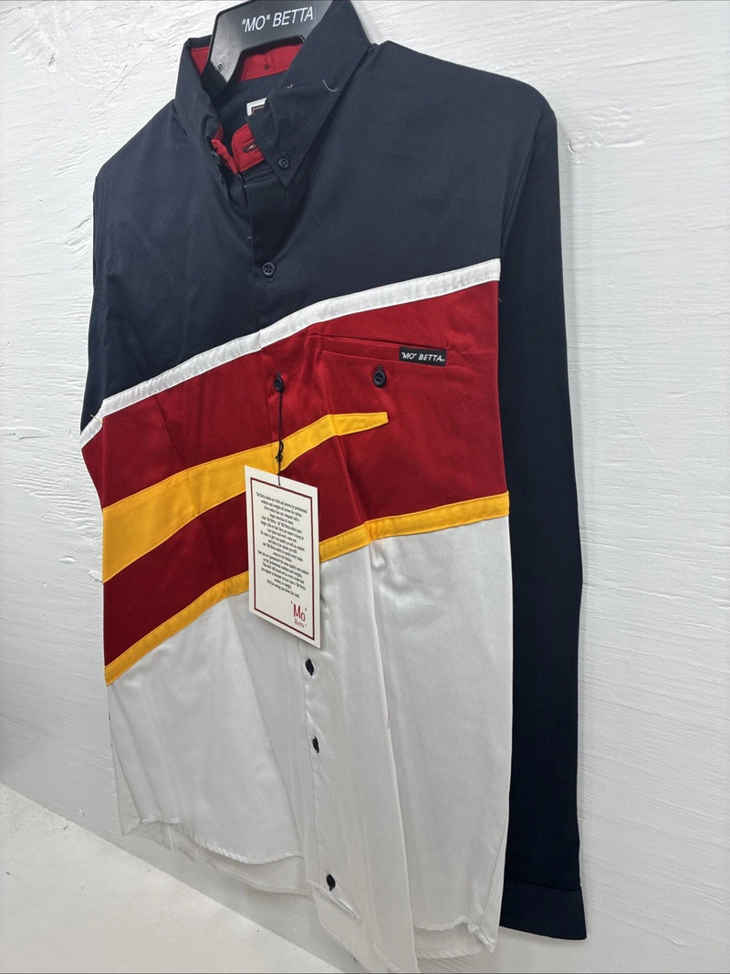 New Men’s “Mo” Betta Multicolor Long Sleeve Button Up Shirt 16 Large K-100