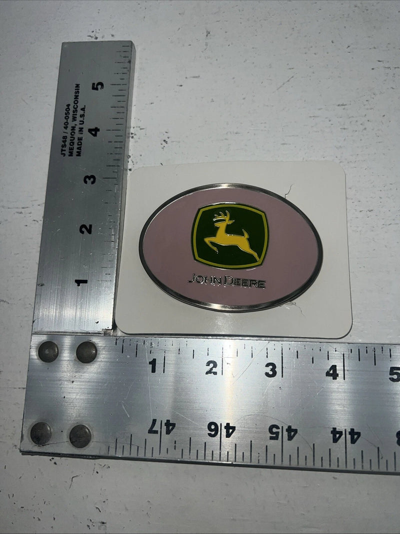 New Women’s John Deere Oval Pink Belt Buckle. JDM610 A-118