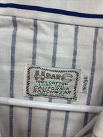 New Men’s H Bar C White Blue Stripe Long Sleeve Pearl Snap 16.5 X 34 Large Q-103