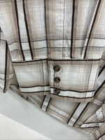 New Men’s ELY 1878 Brown White Plaid Long Sleeve Pearl Snap 2XL R-27