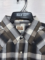 New Men’s ELY Cattleman Brown Flannel Long Sleeve Pearl Snap 2XL F-92