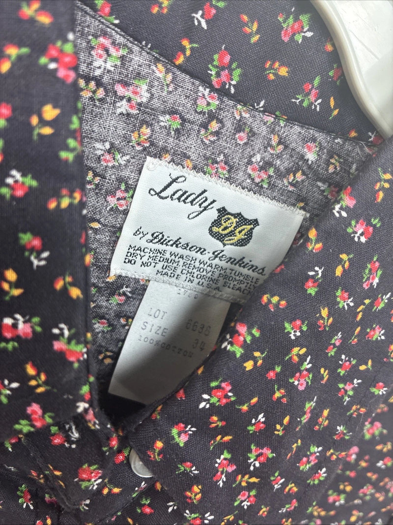 New Women’s Dickson Jenkins Floral Long Sleeve Pearl Snap Size 34 MM-104