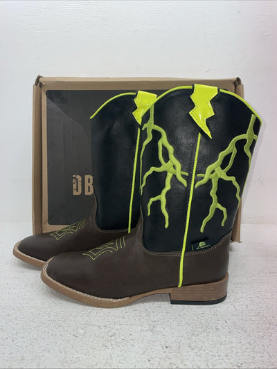 New Youth Brown DBL Barrel Cowboy Boots. 4475802 5. 2-99