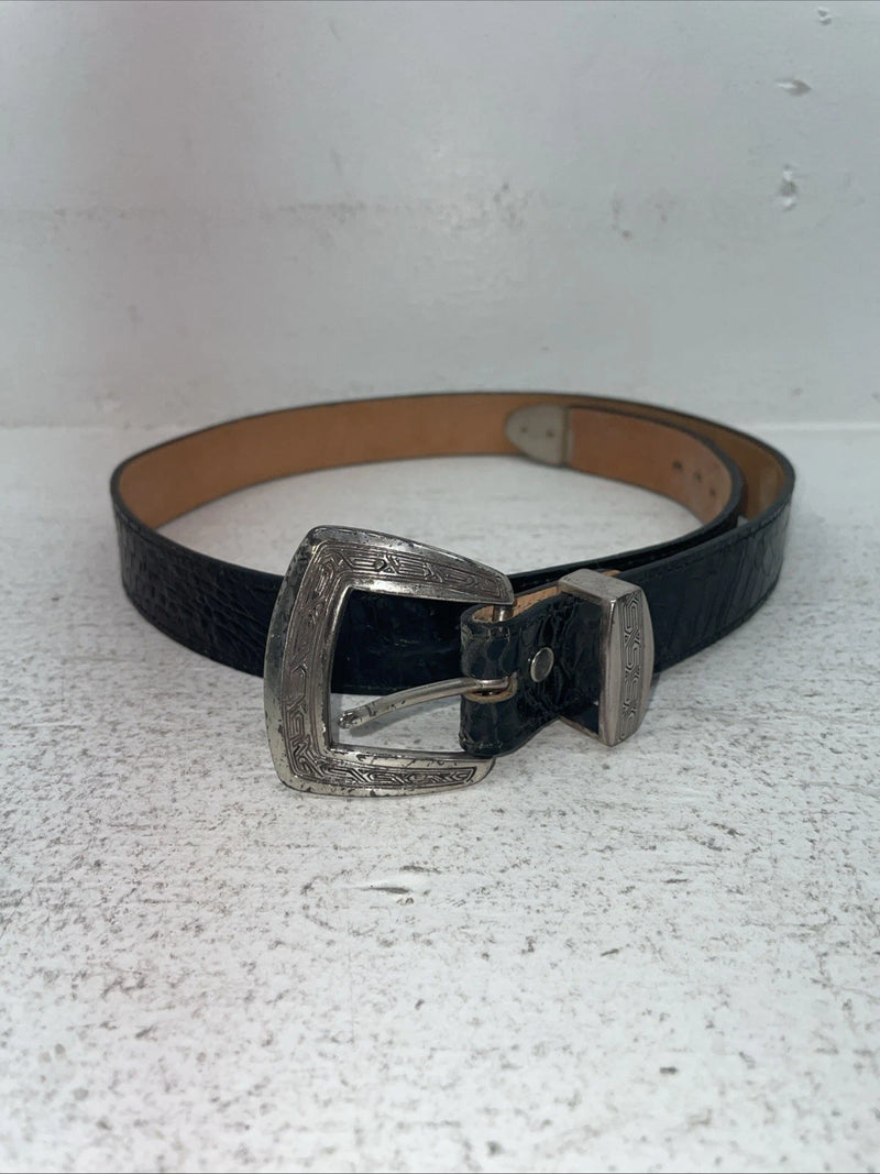 New Black Genuine Leather Dan Post Tooled Belt 34” #5820-01 Z-6
