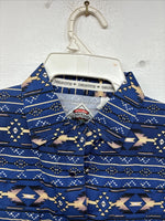 New Women’s Cumberland Blue Design Short Sleeve Pearl Snap Size Large TT-73