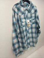 New Women’s Cumberland Blue Plaid Long Sleeve Pearl Snap XL  GG-79