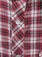 New Men’s White Horse Red Plaid Long Sleeve Western Pearl Snap XL J-39