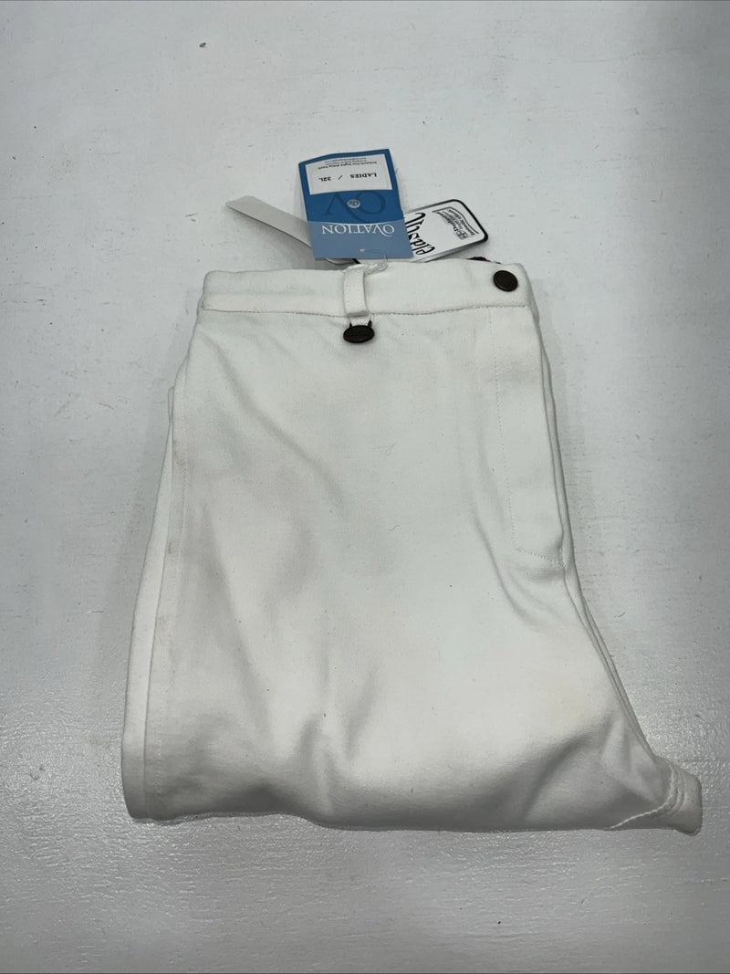 New Women’s White Ovation English Riding Breeches. 462125 32 L D-100