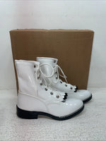 New Kids White Lace Up Bronco Cowboy Boots. C 1337 13 D. 23-55