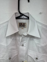 New Boys ELY Cattleman White Long Sleeve Pearl Snap Size 8 MM-15