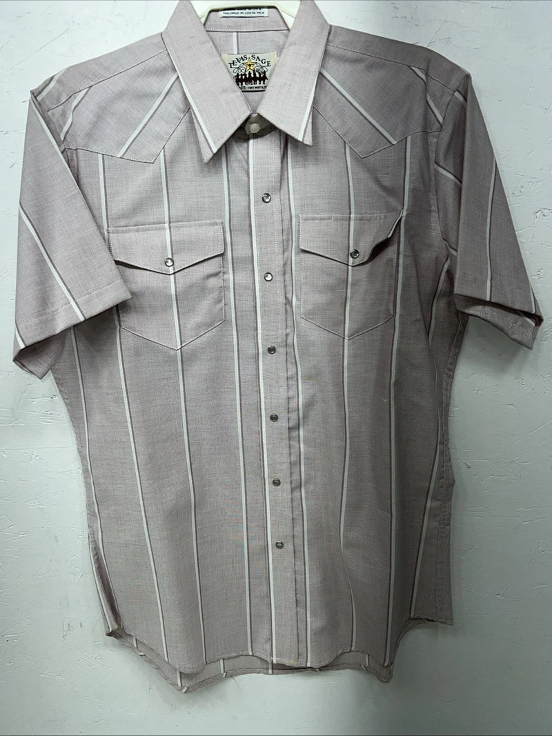 New Men’s Pink Texas Sage Short Sleeve Pearl Snap Shirt 16.5 L P-45