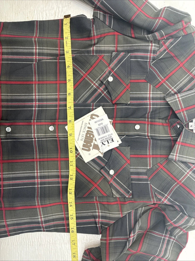 New Kids ELY Cattleman Green Red Plaid Long Sleeve Pearl Snap Medium DD-31