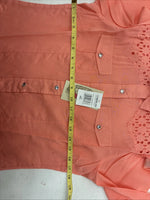 New Women’s Cumberland Pink Design Long Sleeve Pearl Snap Small KK-54