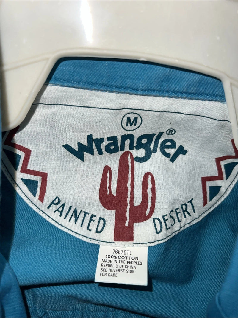 New Women’s Blue Wrangler Short Sleeve Denim Button Up Shirt #76670 M 3C-44