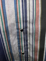 New Mens Navy Stripped ELY cattleman Pearl Snap Long Sleeve Shirt 15.5x34 M I-29