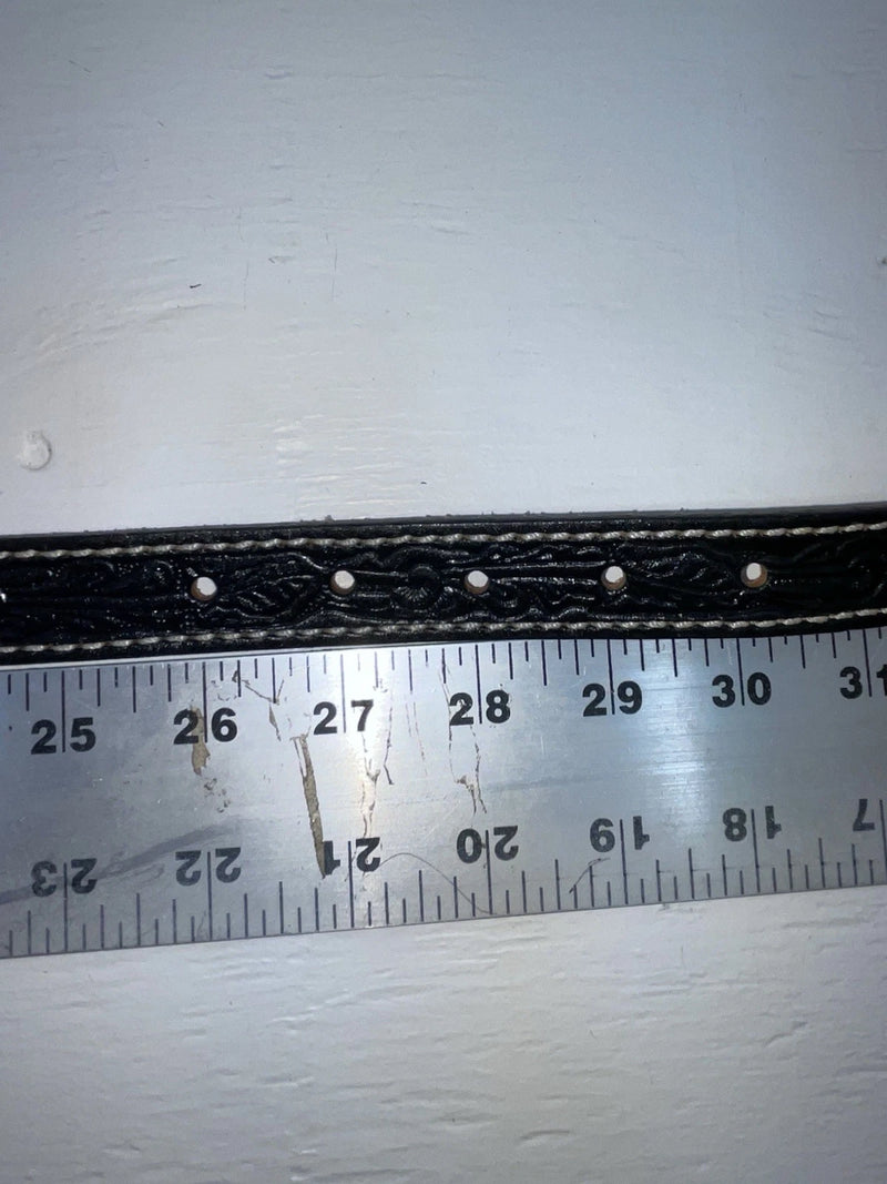 New Black Genuine Leather Tooled 28” Belt #101 Z-132