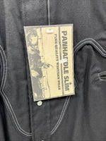 New Men’s Panhandle Slim Black Western Long Sleeve Pearl Snap Large 16.5 AA-4