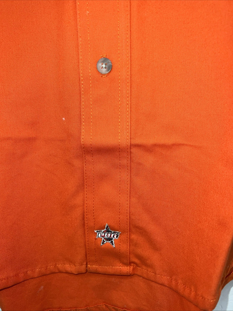 New Men’s Wrangler Orange Denim Collar Long Sleeve Button Up Small A-195