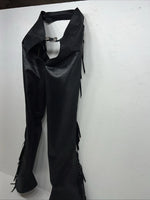 New Black 1849 Authentic Ranchwear Chaps With Fringe Adjustable Waist 30” N-46