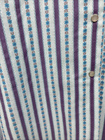 New Women’s Ranch Purple Blue Stripe Long Sleeve Pearl Snap Size 36 MM-19